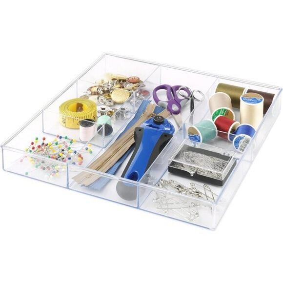 Clear Plastic Drawer Organizer 6 Section Tray for Makeup Office Kitchen - Picture 5 of 7